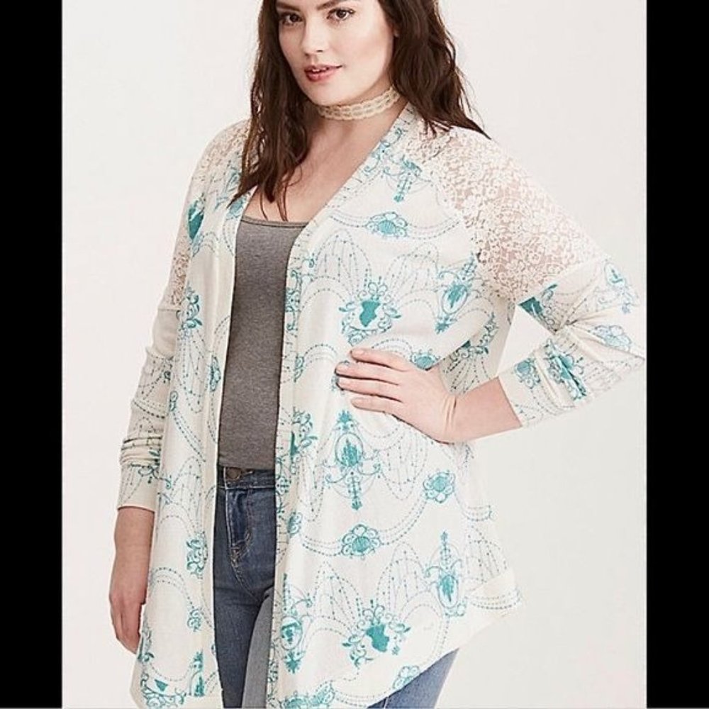 DISNEY Little Mermaid Ariel Open Front Cardigan Lace Detail 4